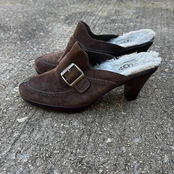 Ugg Australia Slip On Chunky Heel Buckle Suede Women’s Sz 7.5 - Picture 3 of 12